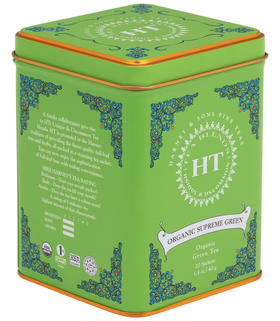 Organic Supreme Green, HT Tin of 20 Sachets from Harney & Sons Fine Teas