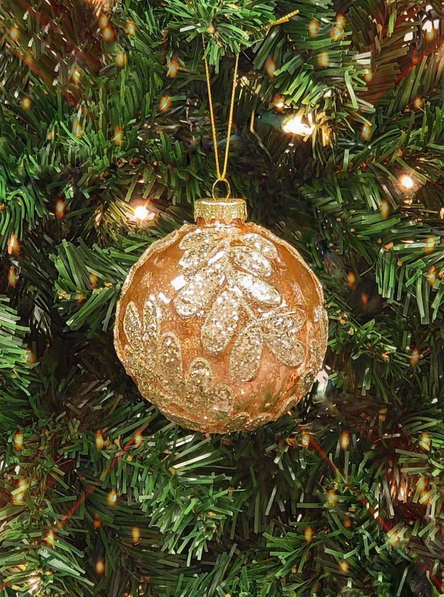 Copper Leaf Glass Ball Christmas Ornament F07M7-27(LH76-23038) from Wizardi