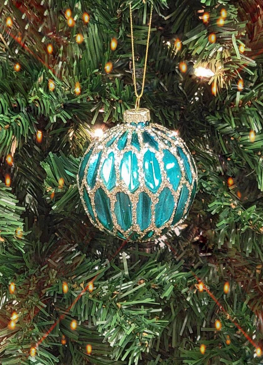 Blue Ice Glass Ball Christmas Ornament F07M7-16(LH76-23047) From Wizardi