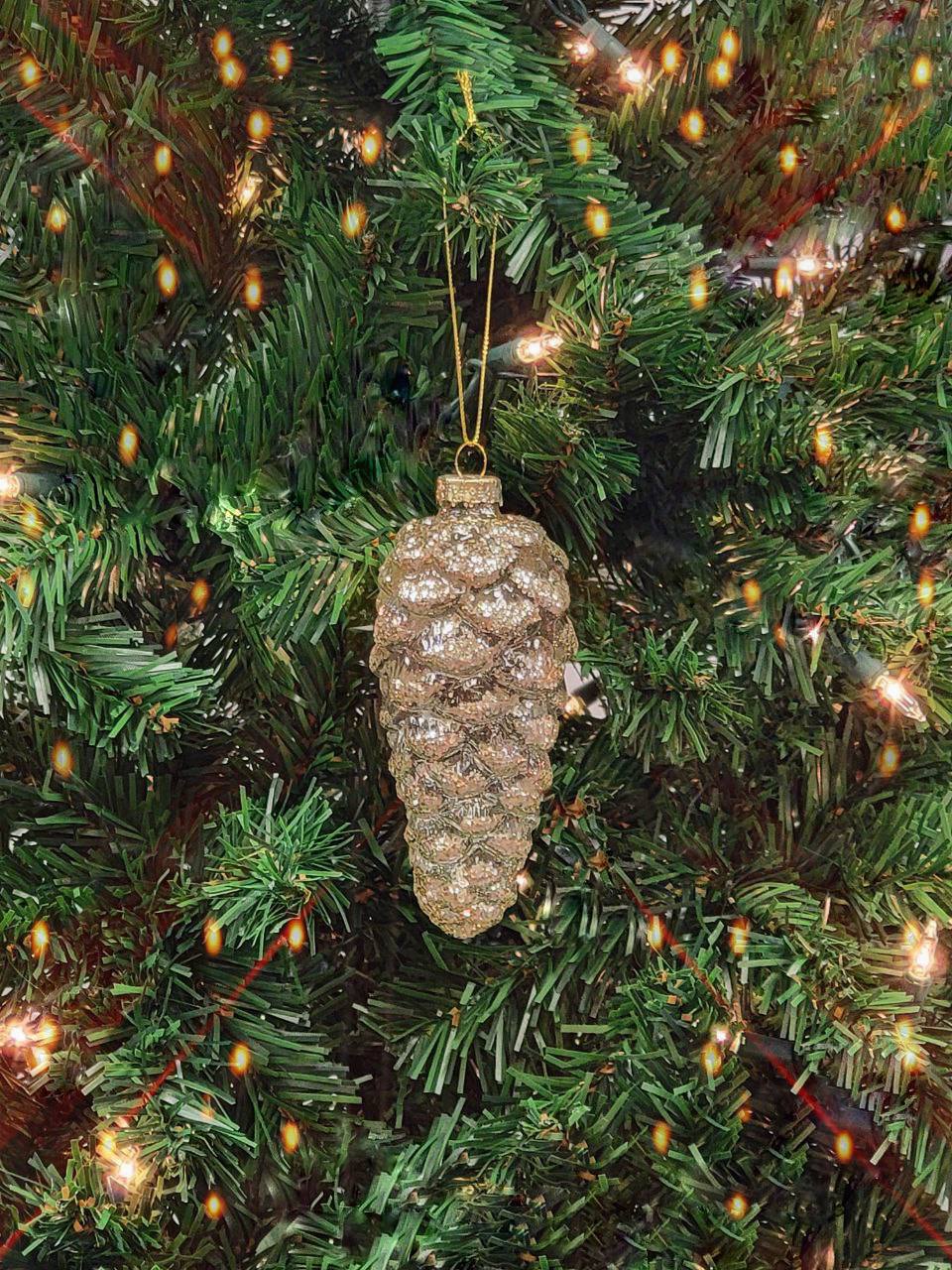 Golden Glass Pinecone Christmas Ornament F07M7-4(LH76-23207) From Wizardi