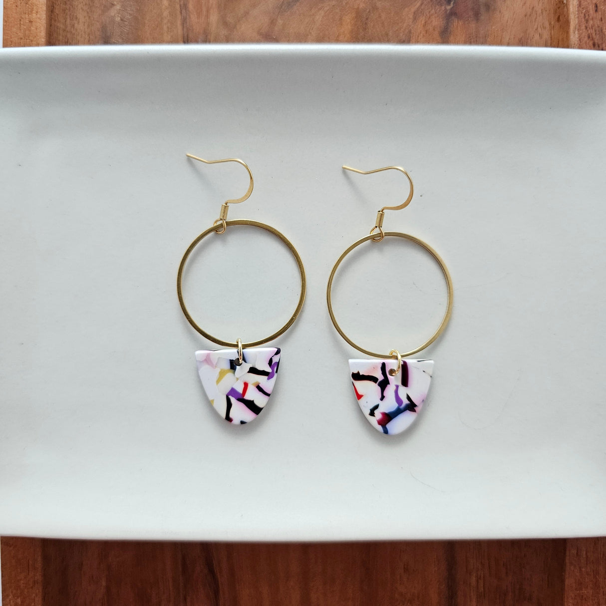 Iris Earrings Large - Marble Confetti from Spiffy & Splendid