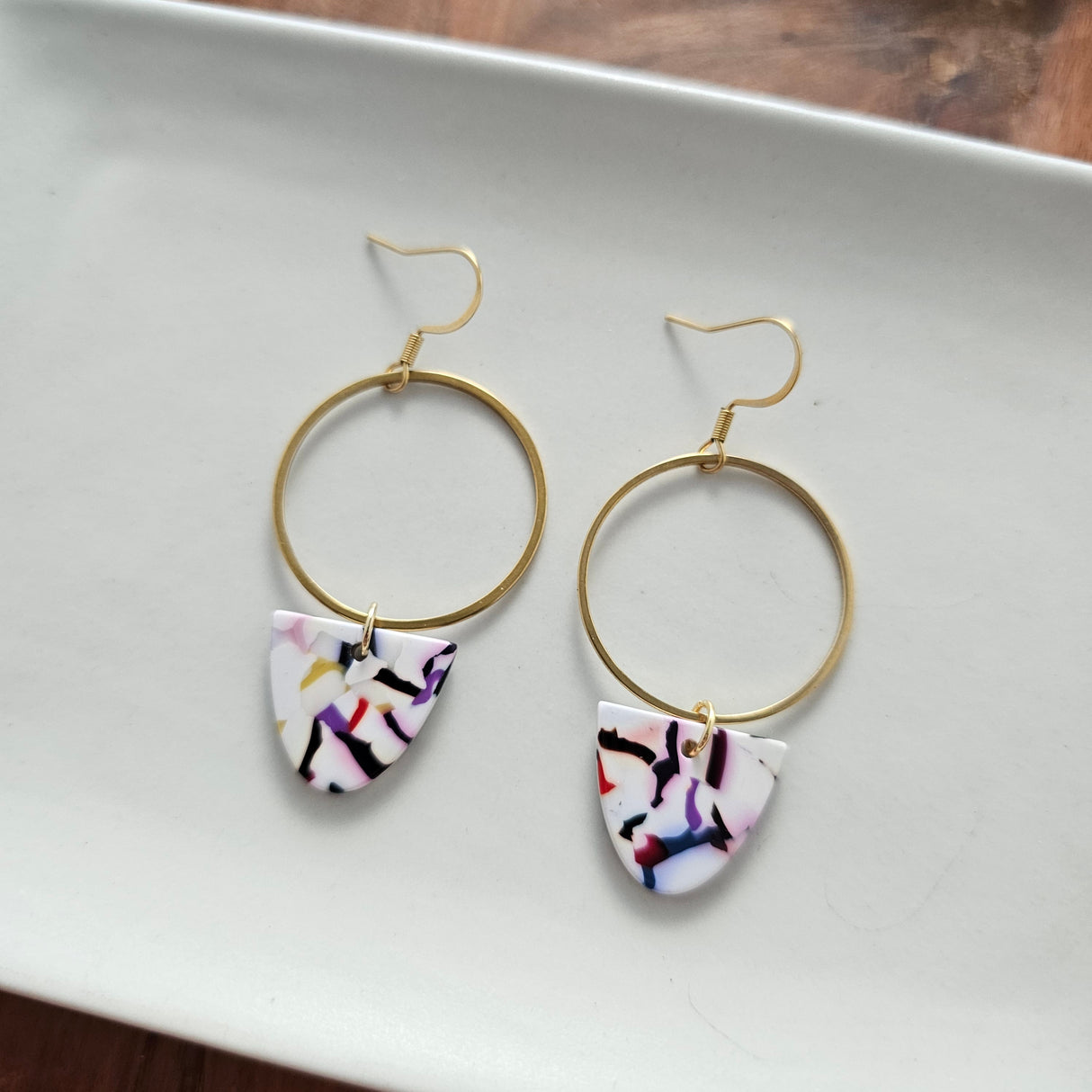 Iris Earrings Large - Marble Confetti from Spiffy & Splendid