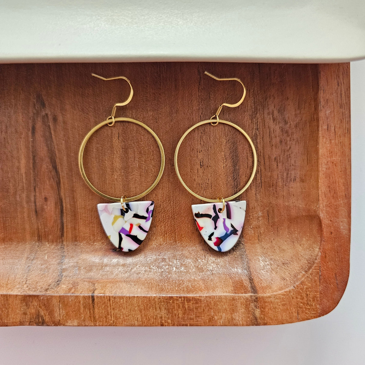 Iris Earrings Large - Marble Confetti from Spiffy & Splendid