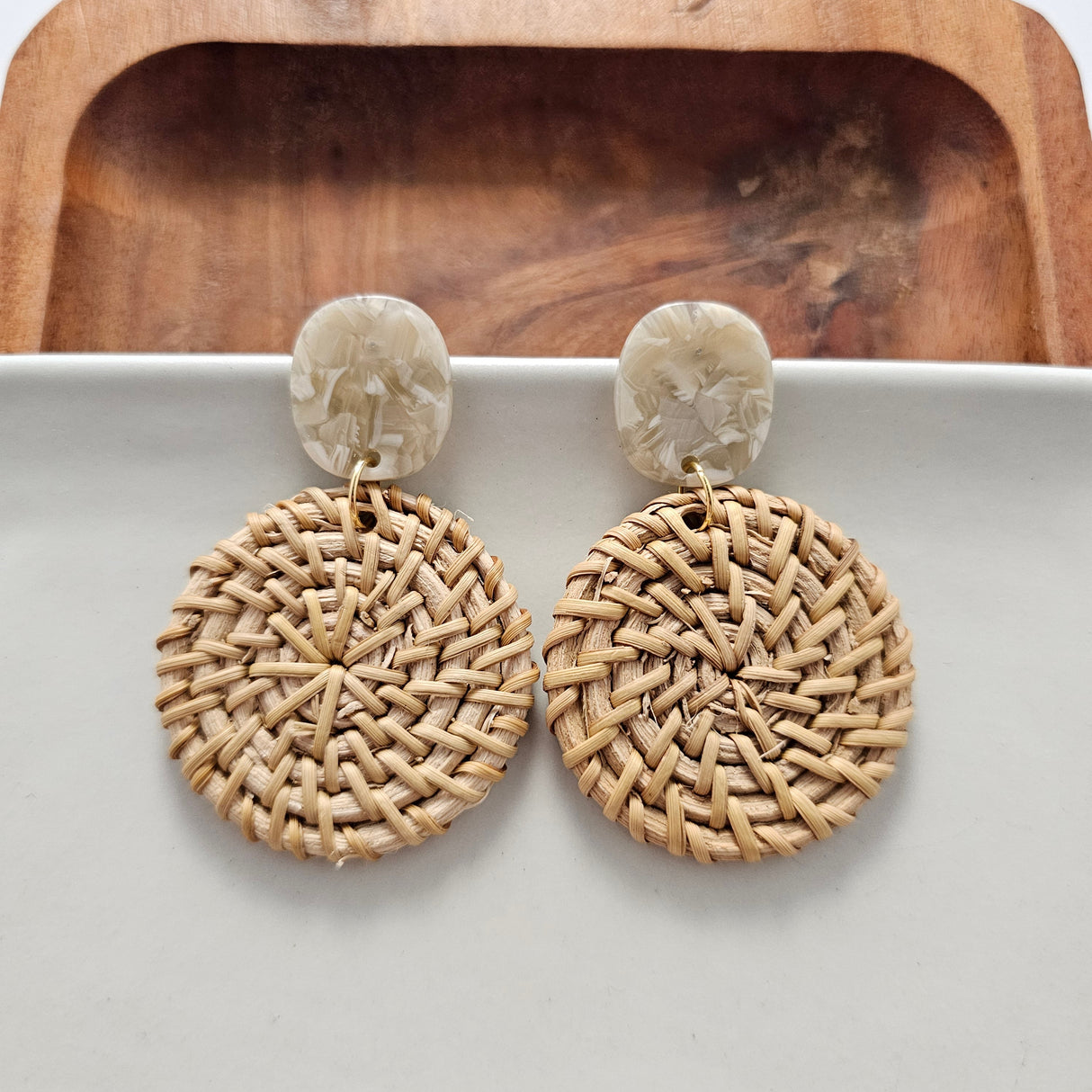 Dominica Earrings - Dark Rattan from Spiffy & Splendid