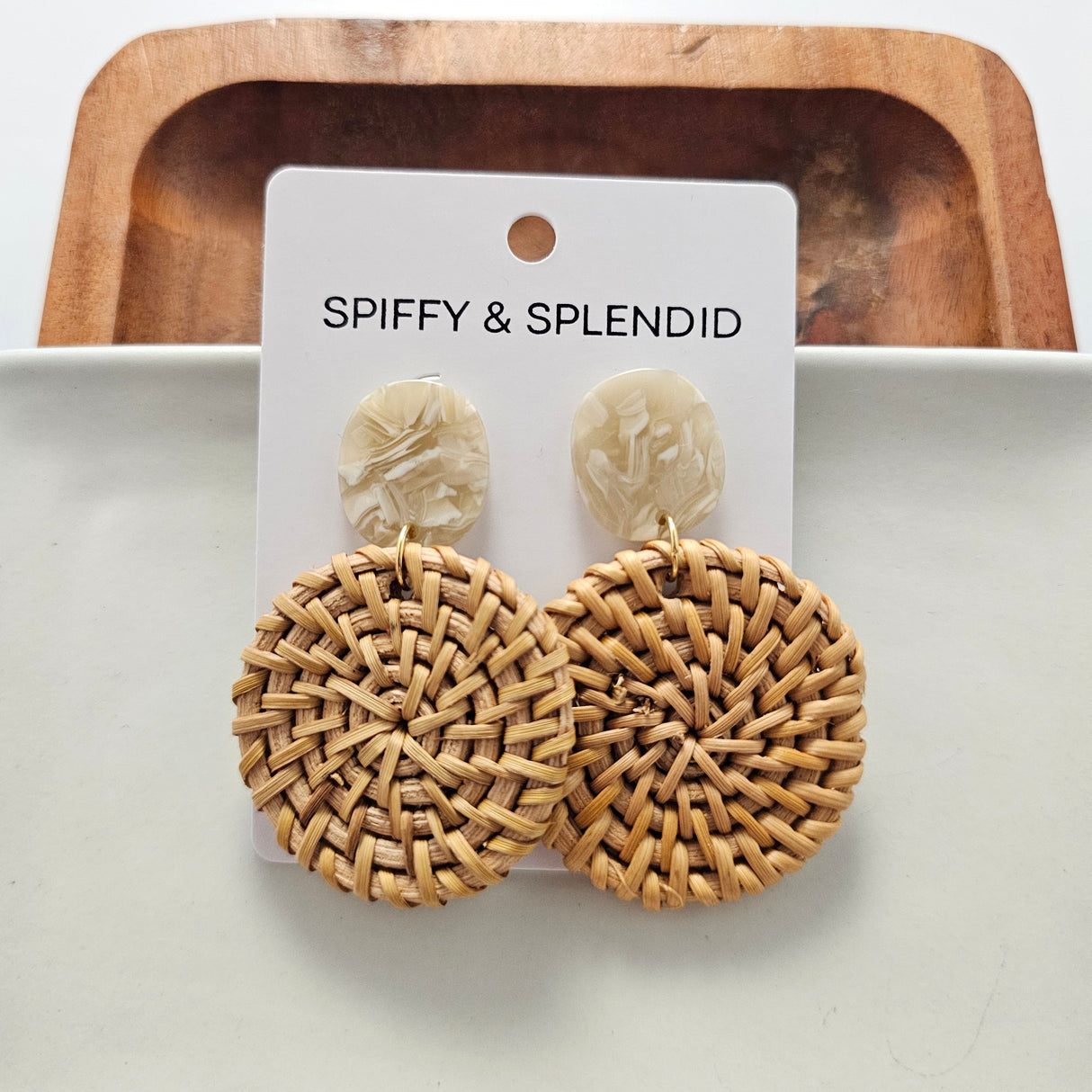 Dominica Earrings - Dark Rattan from Spiffy & Splendid