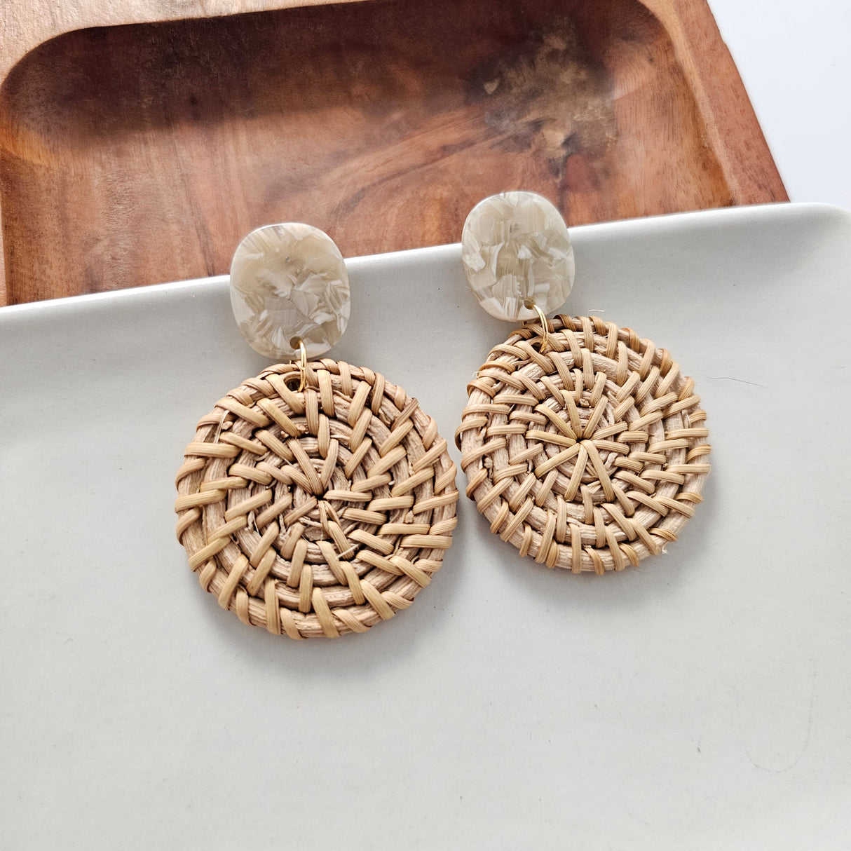 Dominica Earrings - Dark Rattan from Spiffy & Splendid
