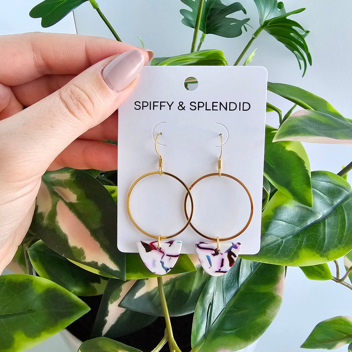 Iris Earrings Large - Marble Confetti from Spiffy & Splendid
