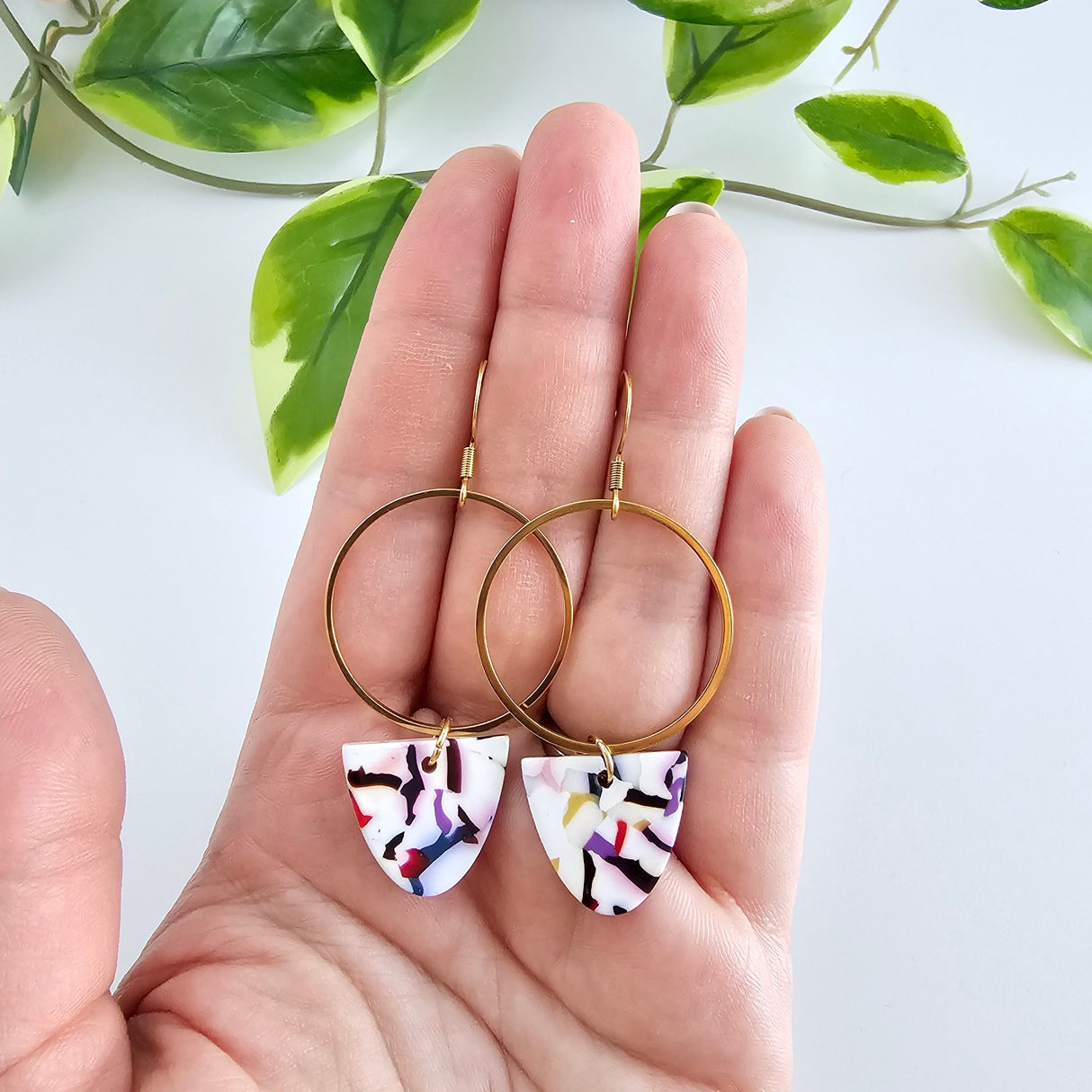 Iris Earrings Large - Marble Confetti from Spiffy & Splendid