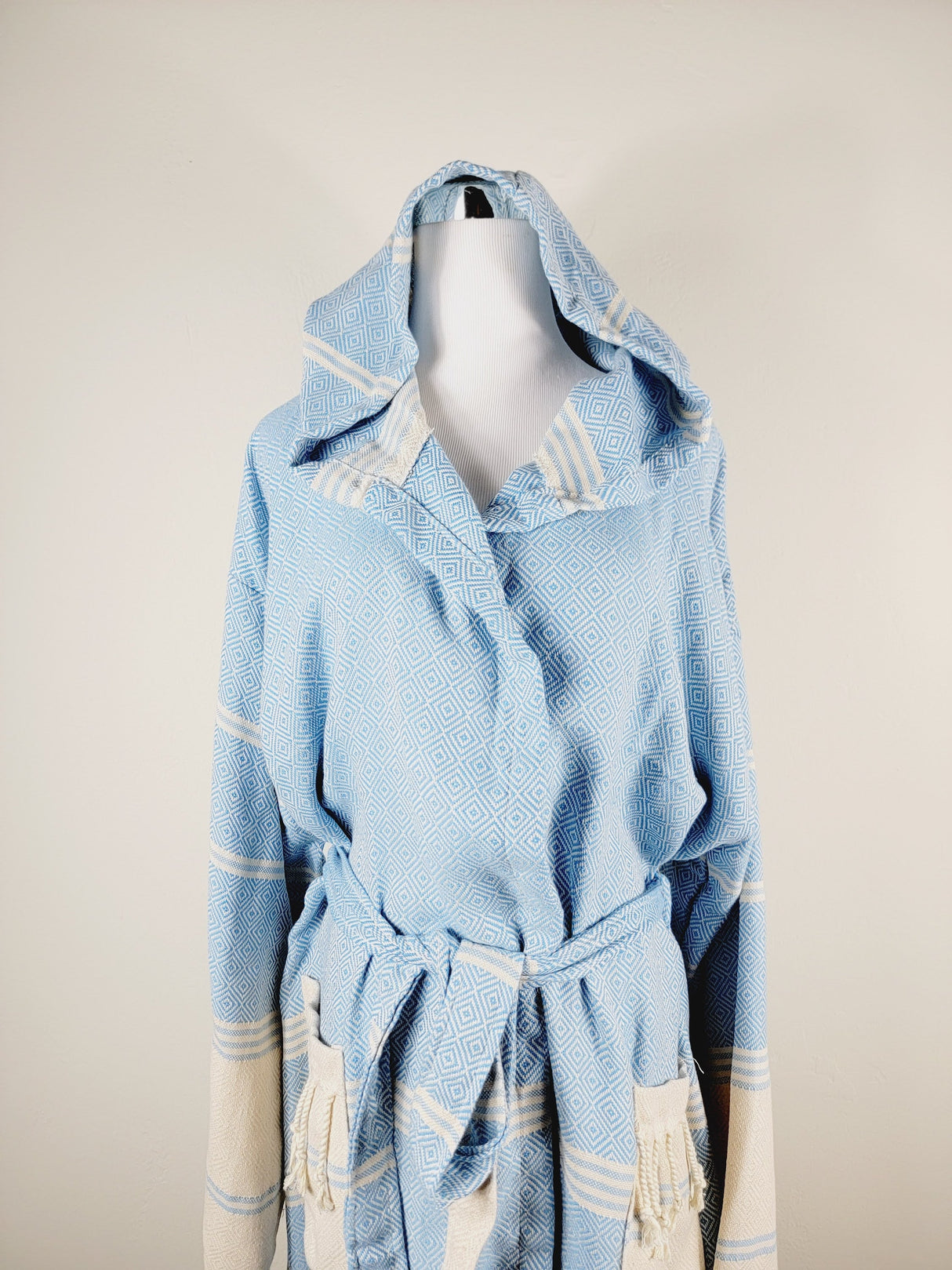 Unisex Robe, Beach or spa Robe with pockets - Light Blue from EBRU Home