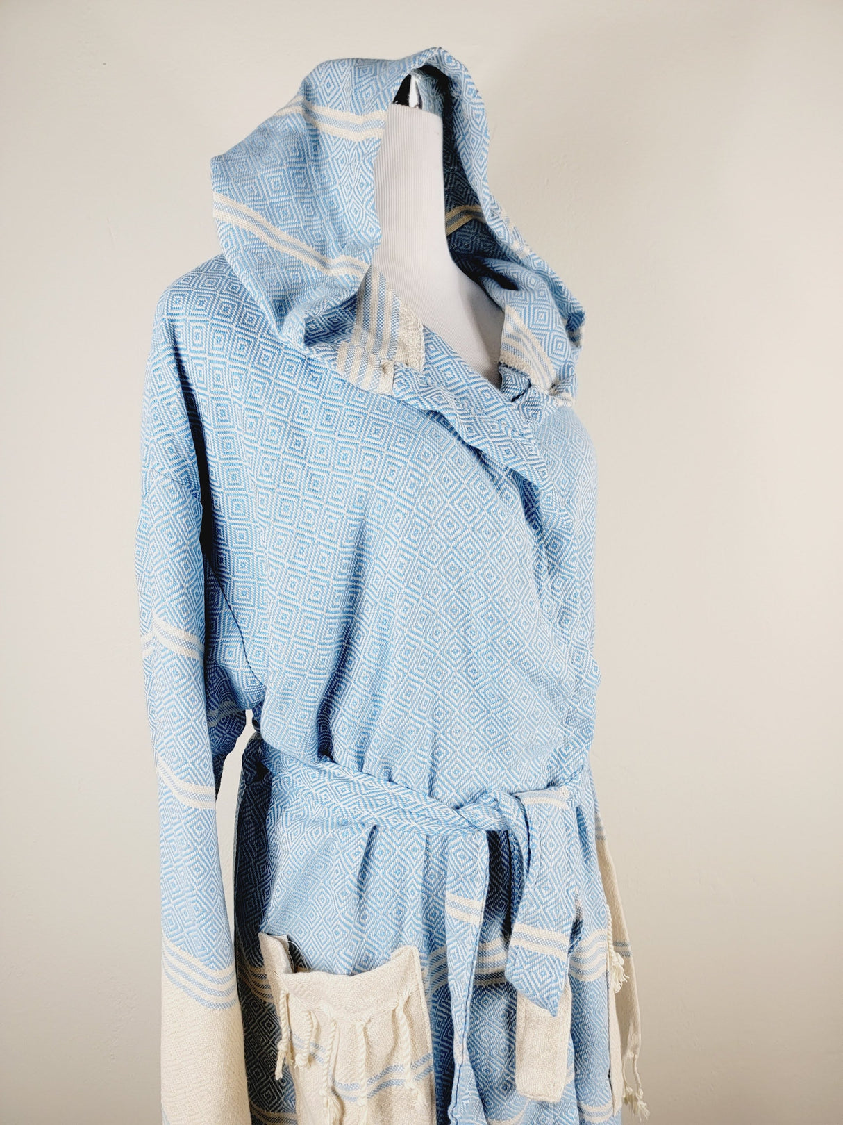 Unisex Robe, Beach or spa Robe with pockets - Light Blue from EBRU Home