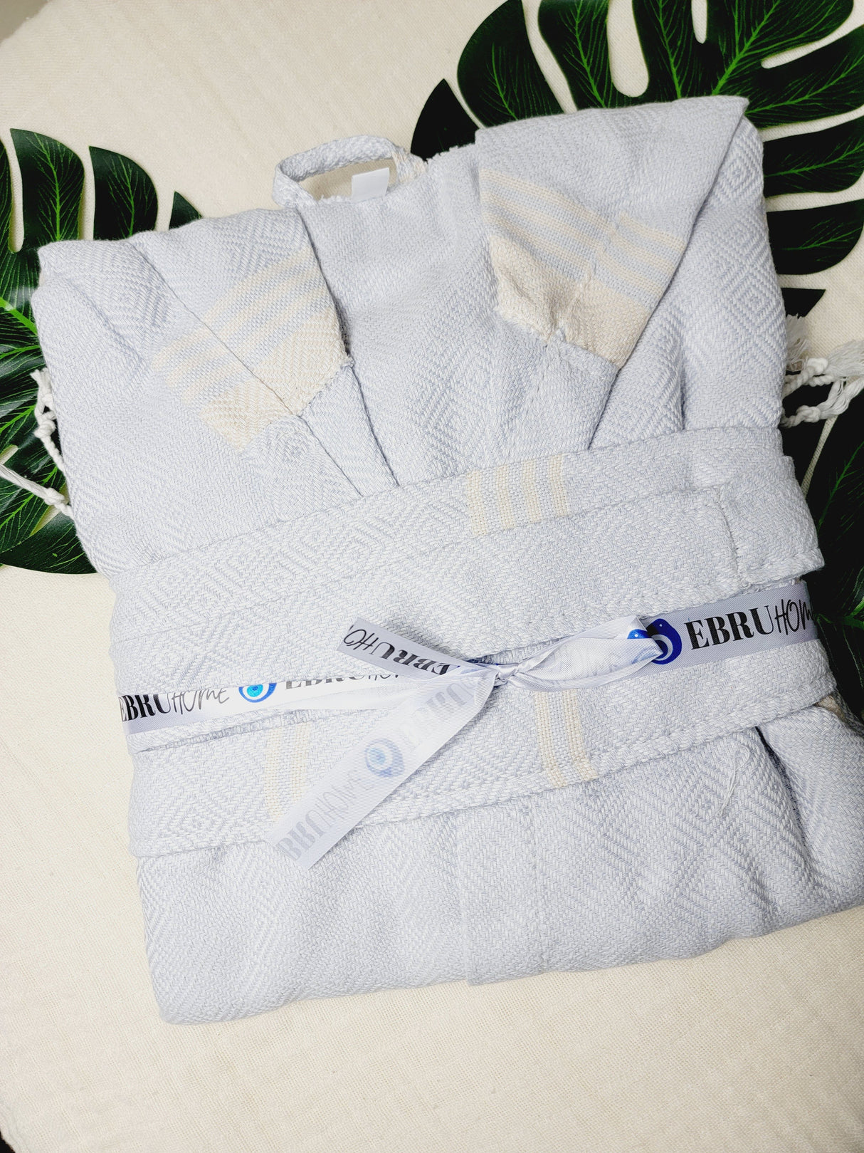 Unisex Robe, Beach or spa Robe with pockets - Light Gray from EBRU Home