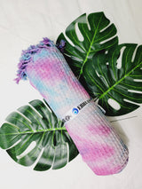 Bath Towel, Waffle Towel, Turkish Beach Towel, Handmade Tie dye Blue/Pink from EBRU Home