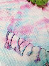 Bath Towel, Waffle Towel, Turkish Beach Towel, Handmade Tie dye Blue/Pink from EBRU Home