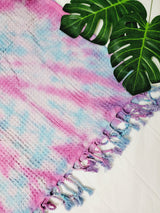 Bath Towel, Waffle Towel, Turkish Beach Towel, Handmade Tie dye Blue/Pink from EBRU Home