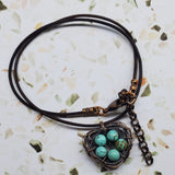 Copper Robin Nest Necklace with Up To 5 Beads from Alexa Martha Designs