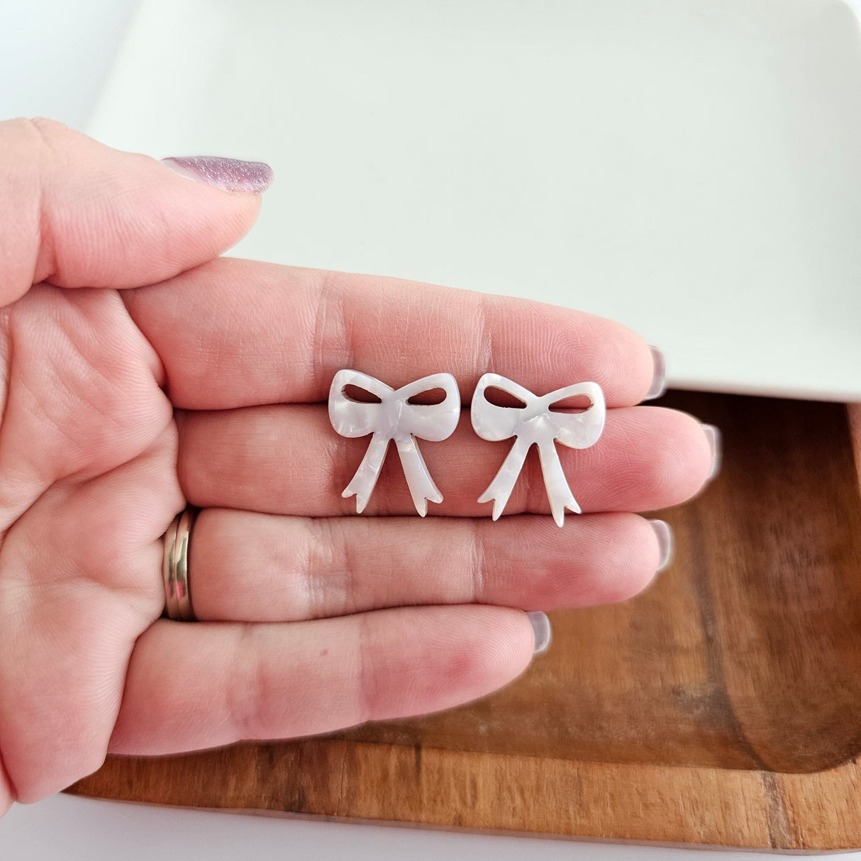 Bow Studs - White from Spiffy & Splendid