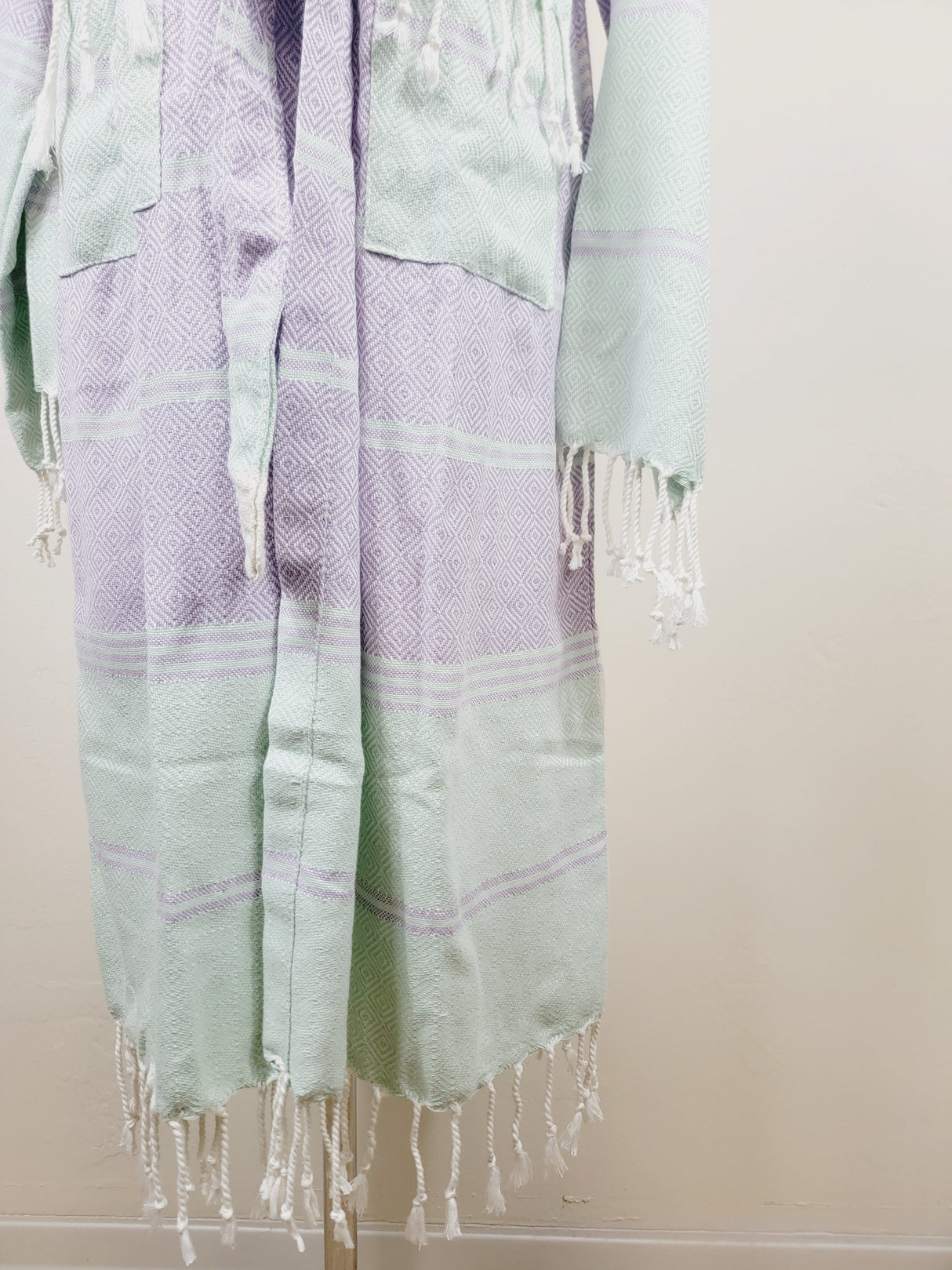 Unisex Robe, Beach or spa Robe with pockets - Lilac / Mint from EBRU Home