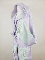 Unisex Robe, Beach or spa Robe with pockets - Lilac / Mint from EBRU Home