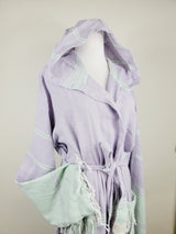 Unisex Robe, Beach or spa Robe with pockets - Lilac / Mint from EBRU Home