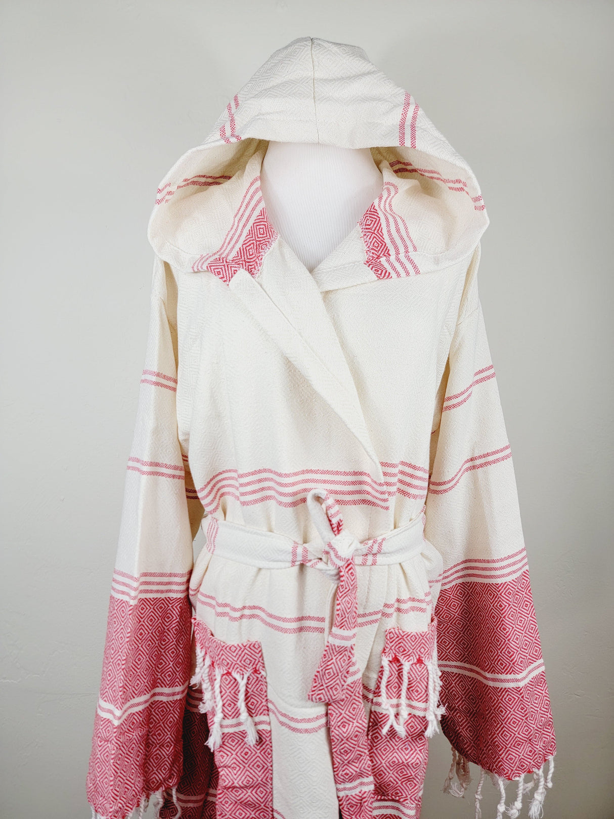 Unisex Robe, Beach or spa Robe with pockets - Red from EBRU Home