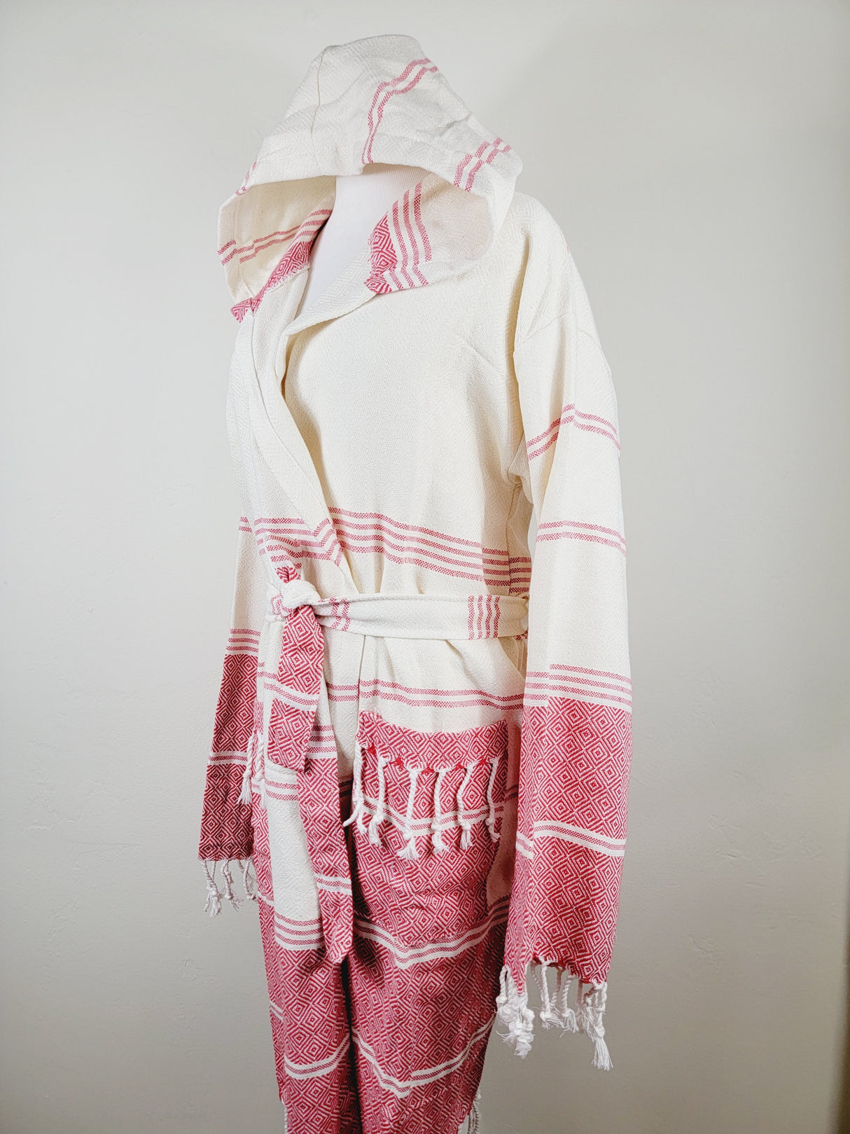 Unisex Robe, Beach or spa Robe with pockets - Red from EBRU Home
