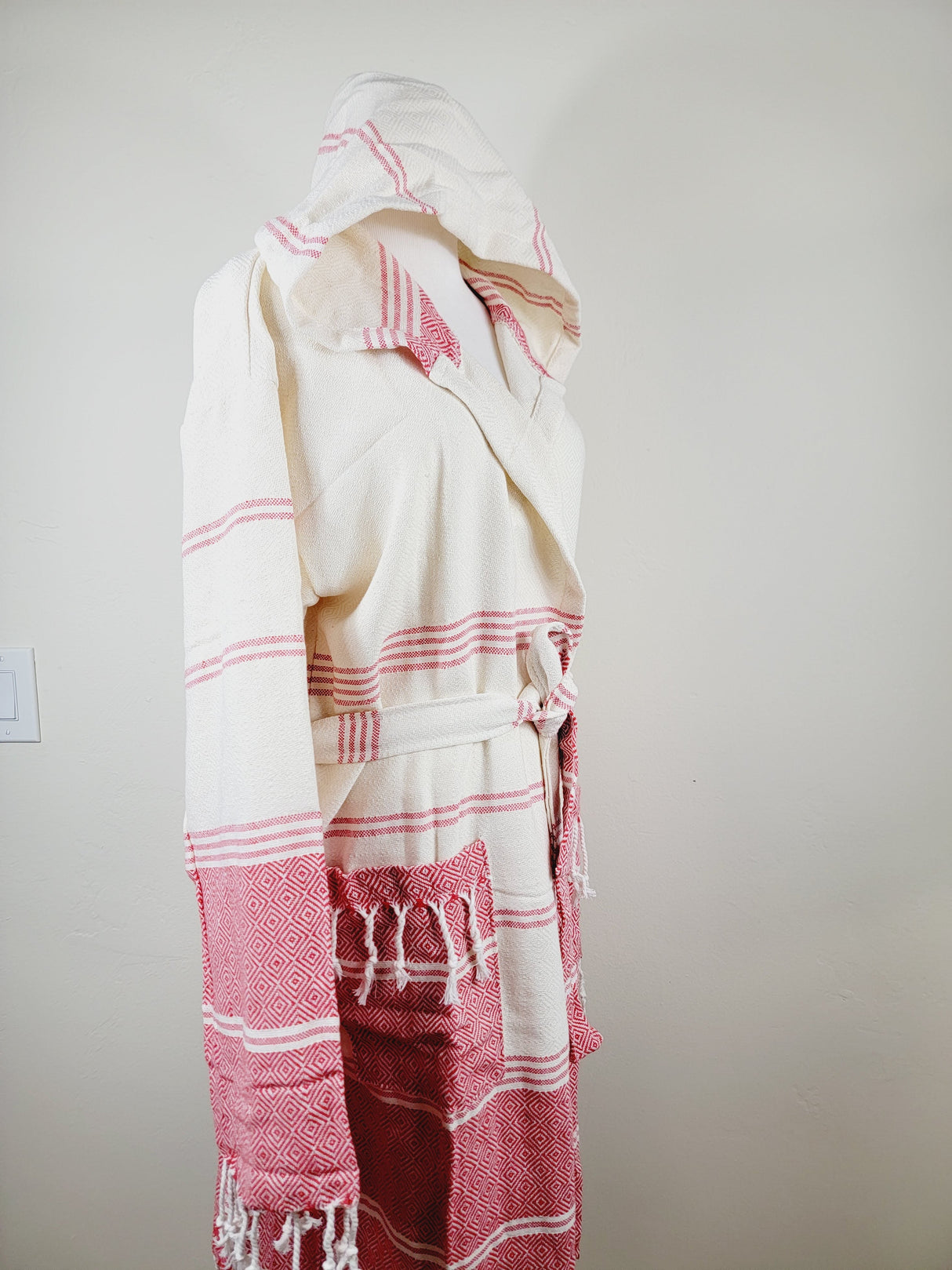 Unisex Robe, Beach or spa Robe with pockets - Red from EBRU Home