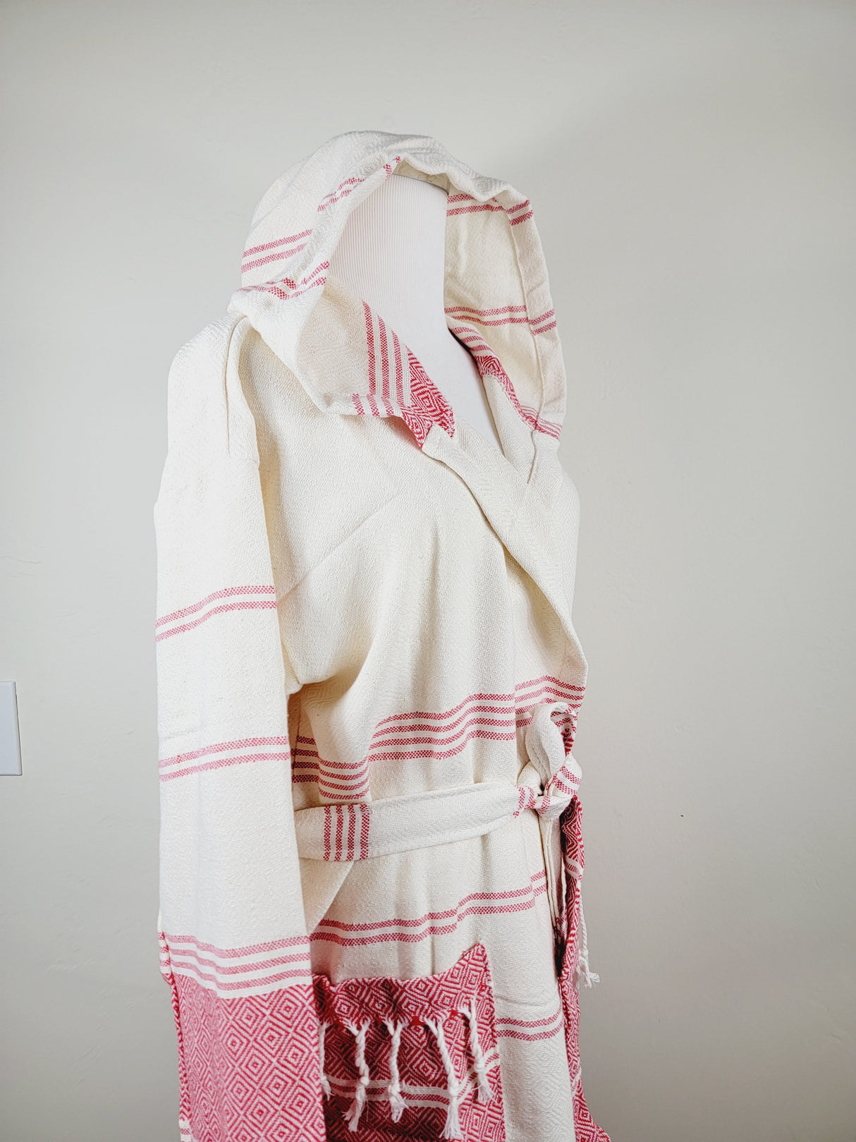 Unisex Robe, Beach or spa Robe with pockets - Red from EBRU Home