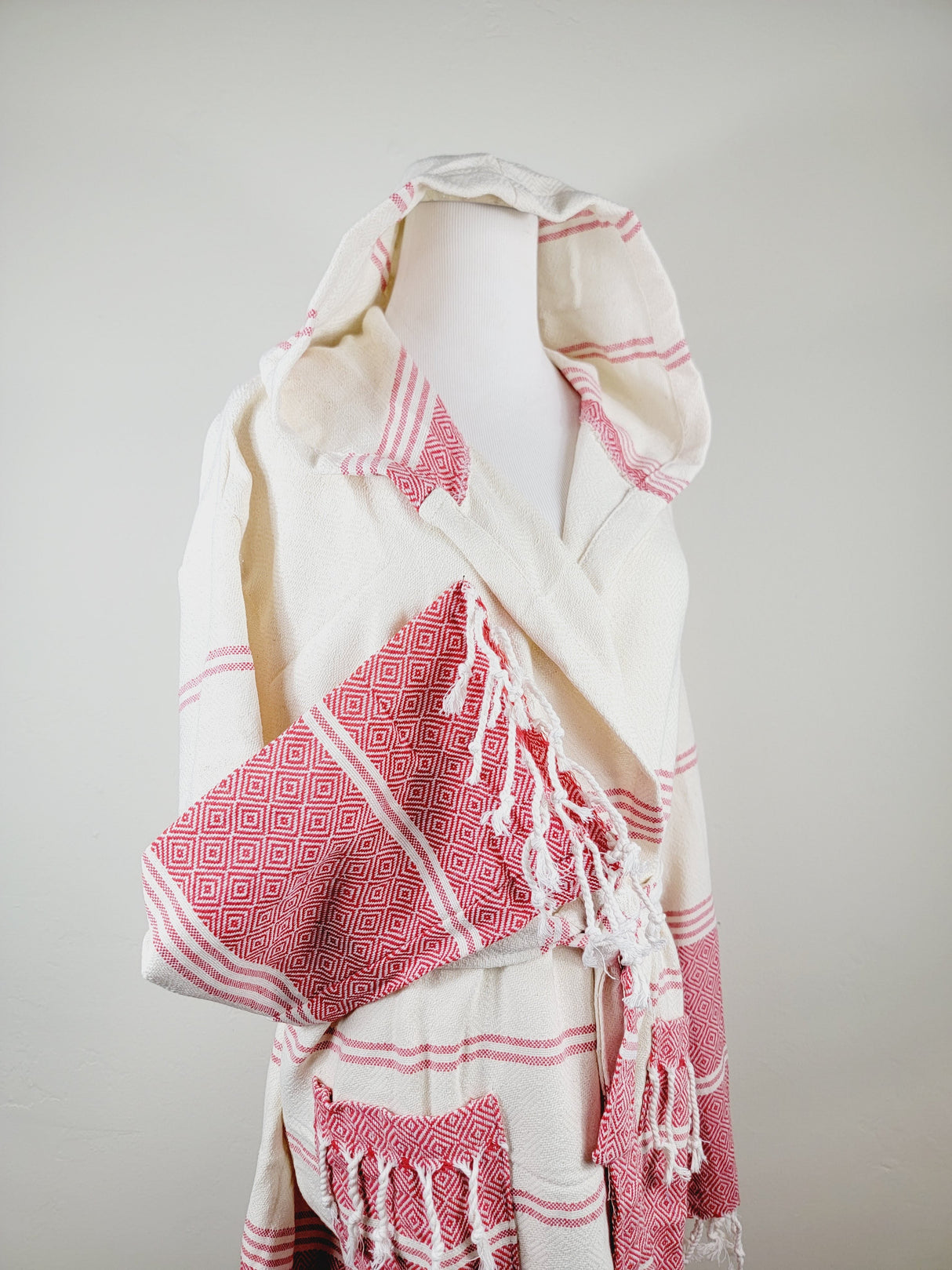 Unisex Robe, Beach or spa Robe with pockets - Red from EBRU Home