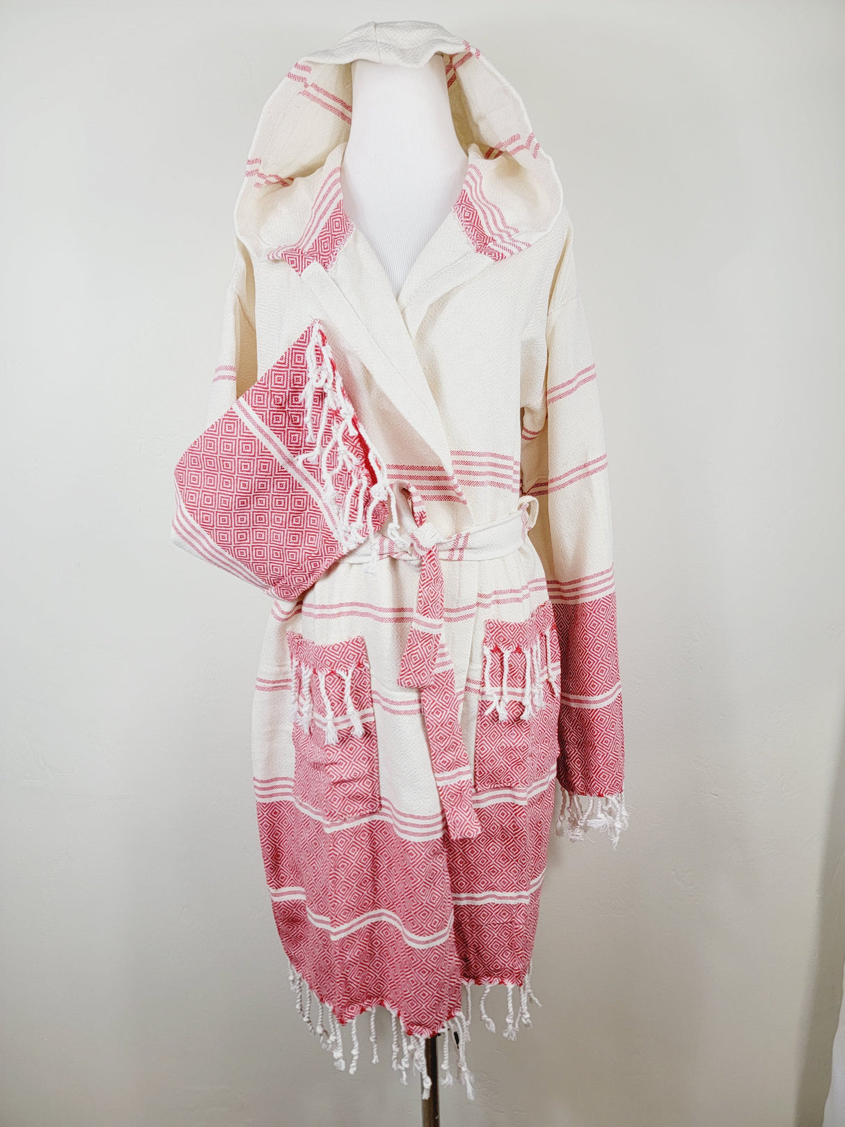Unisex Robe, Beach or spa Robe with pockets - Red from EBRU Home