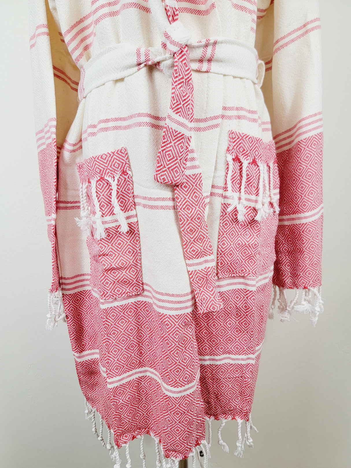 Unisex Robe, Beach or spa Robe with pockets - Red from EBRU Home