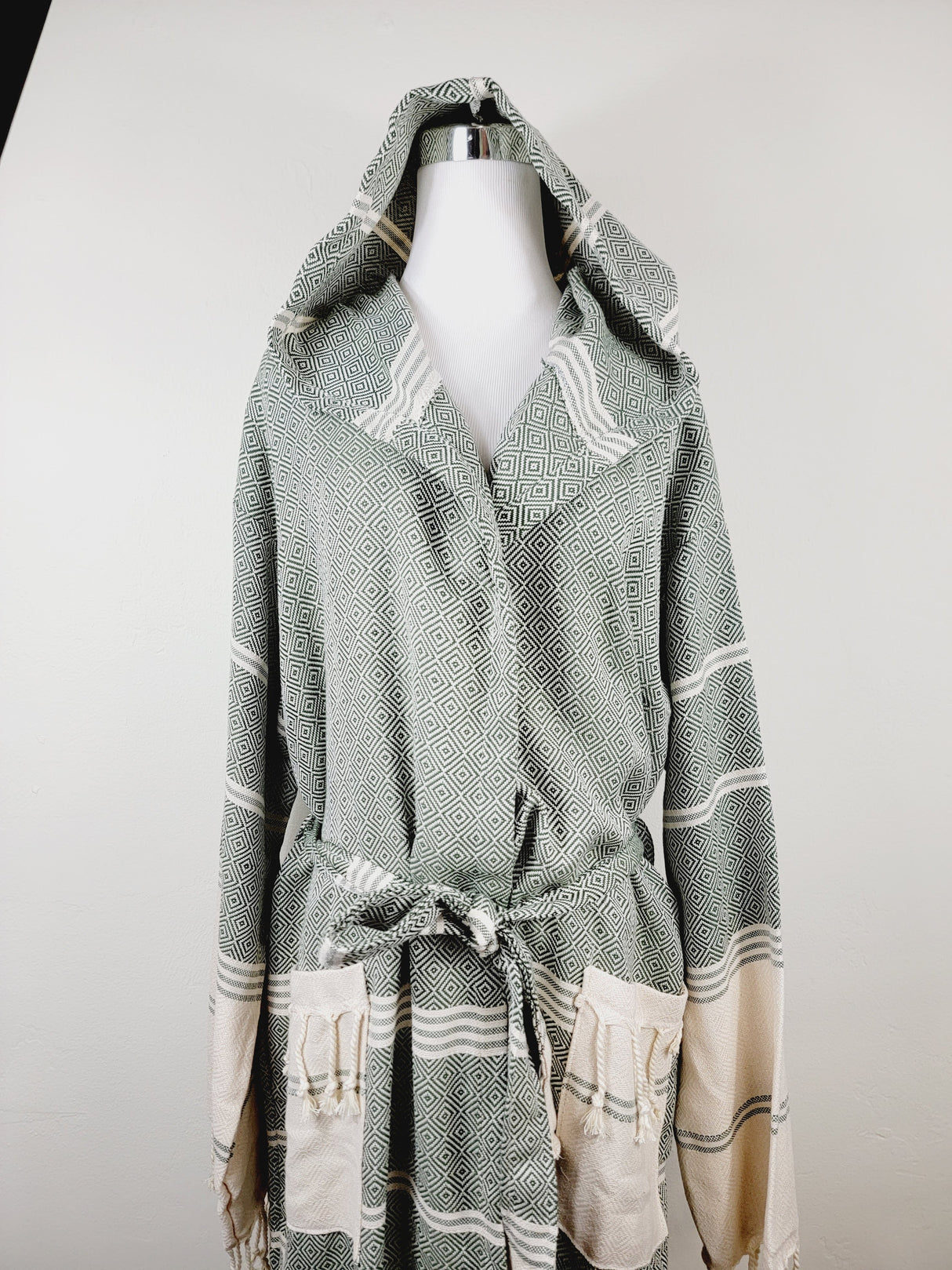 Unisex Robe, Beach or spa Robe with pockets - Dark Green from EBRU Home