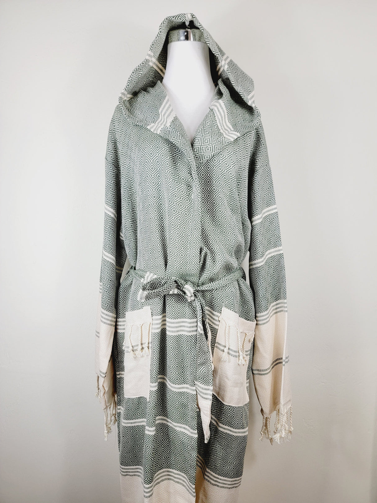 Unisex Robe, Beach or spa Robe with pockets - Dark Green from EBRU Home