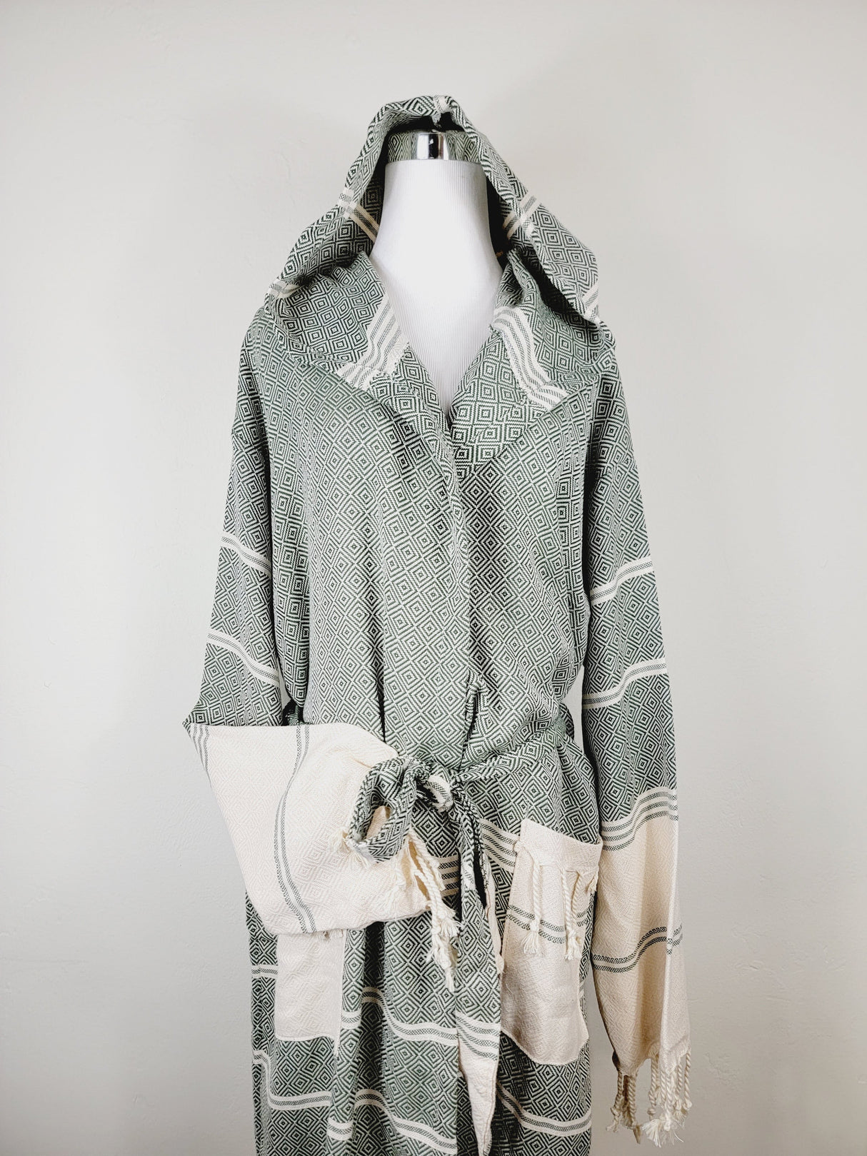 Unisex Robe, Beach or spa Robe with pockets - Dark Green from EBRU Home