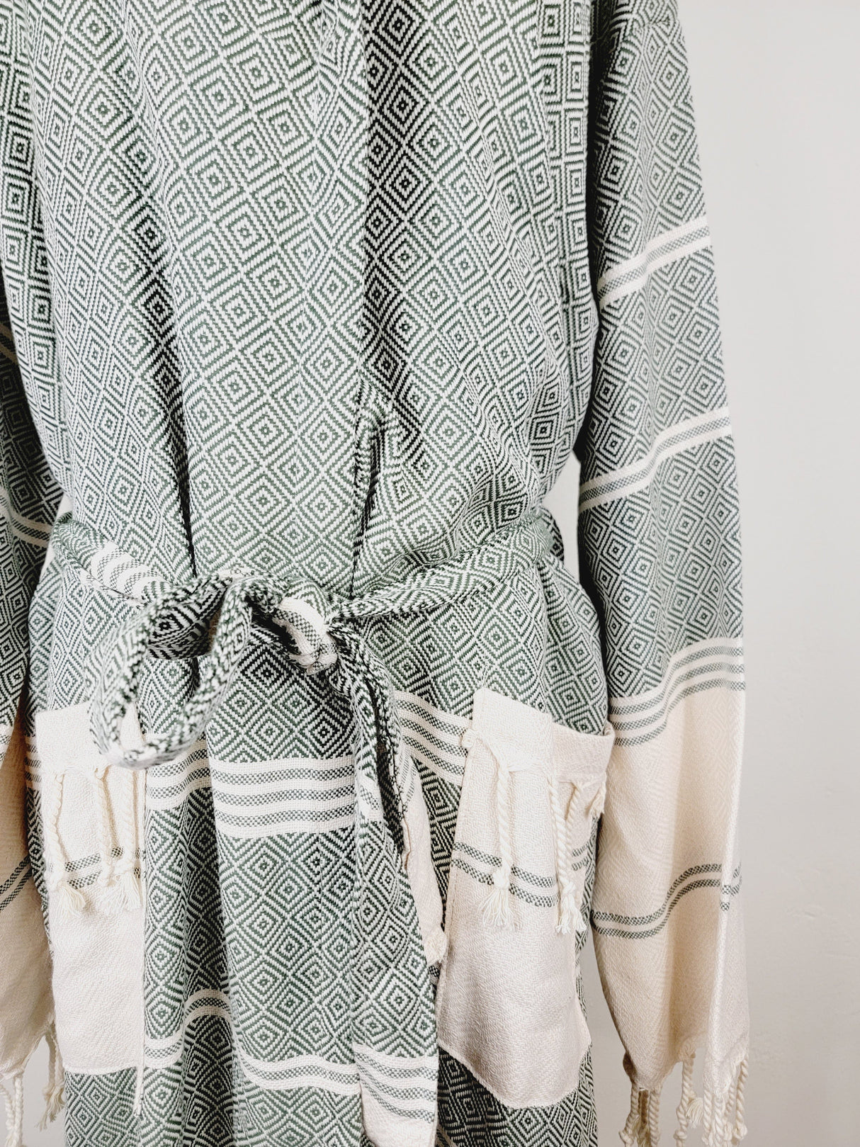 Unisex Robe, Beach or spa Robe with pockets - Dark Green from EBRU Home
