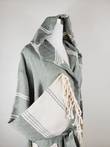 Unisex Robe, Beach or spa Robe with pockets - Dark Green from EBRU Home
