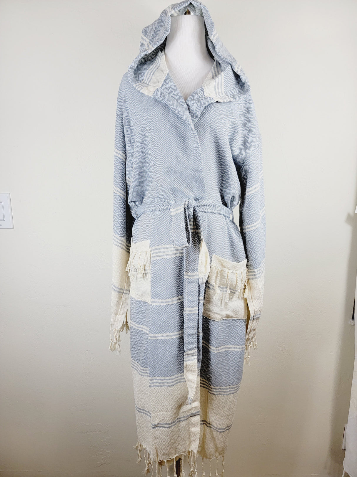Unisex Robe, Beach or spa Robe with pockets - Sky Blue from EBRU Home