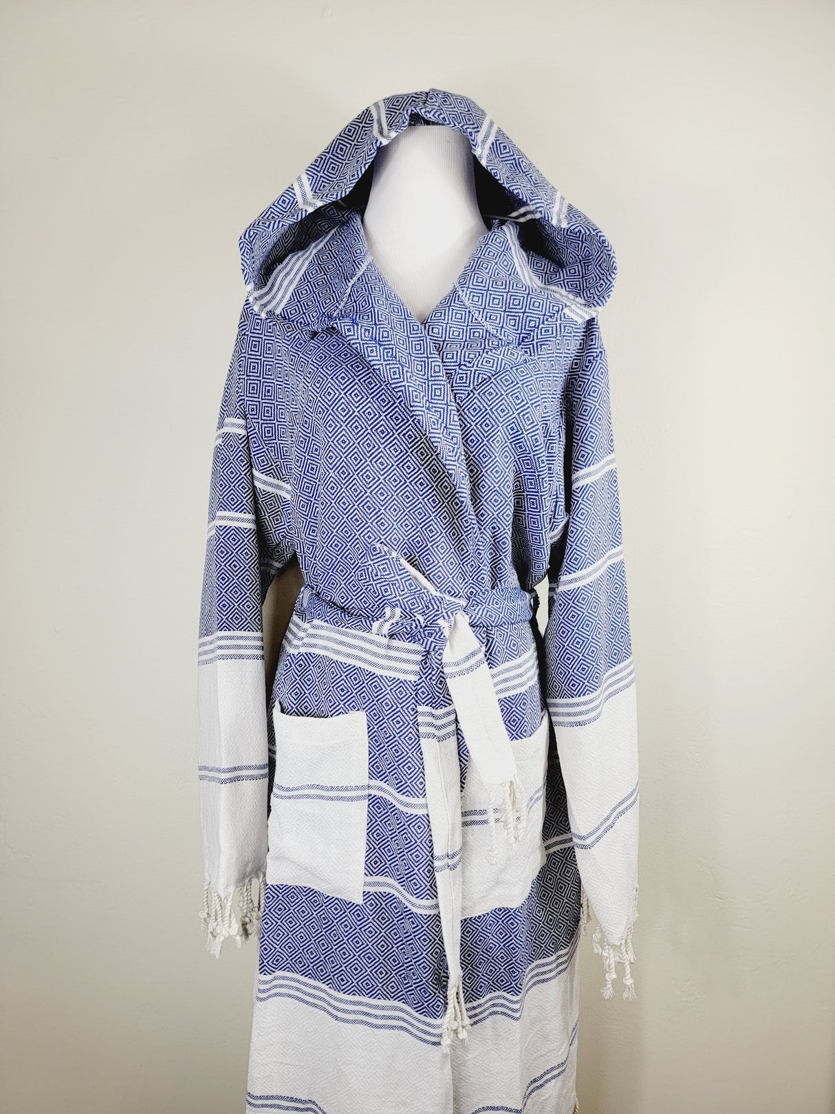 Unisex Robe, Beach or spa Robe with pockets - Blue from EBRU Home