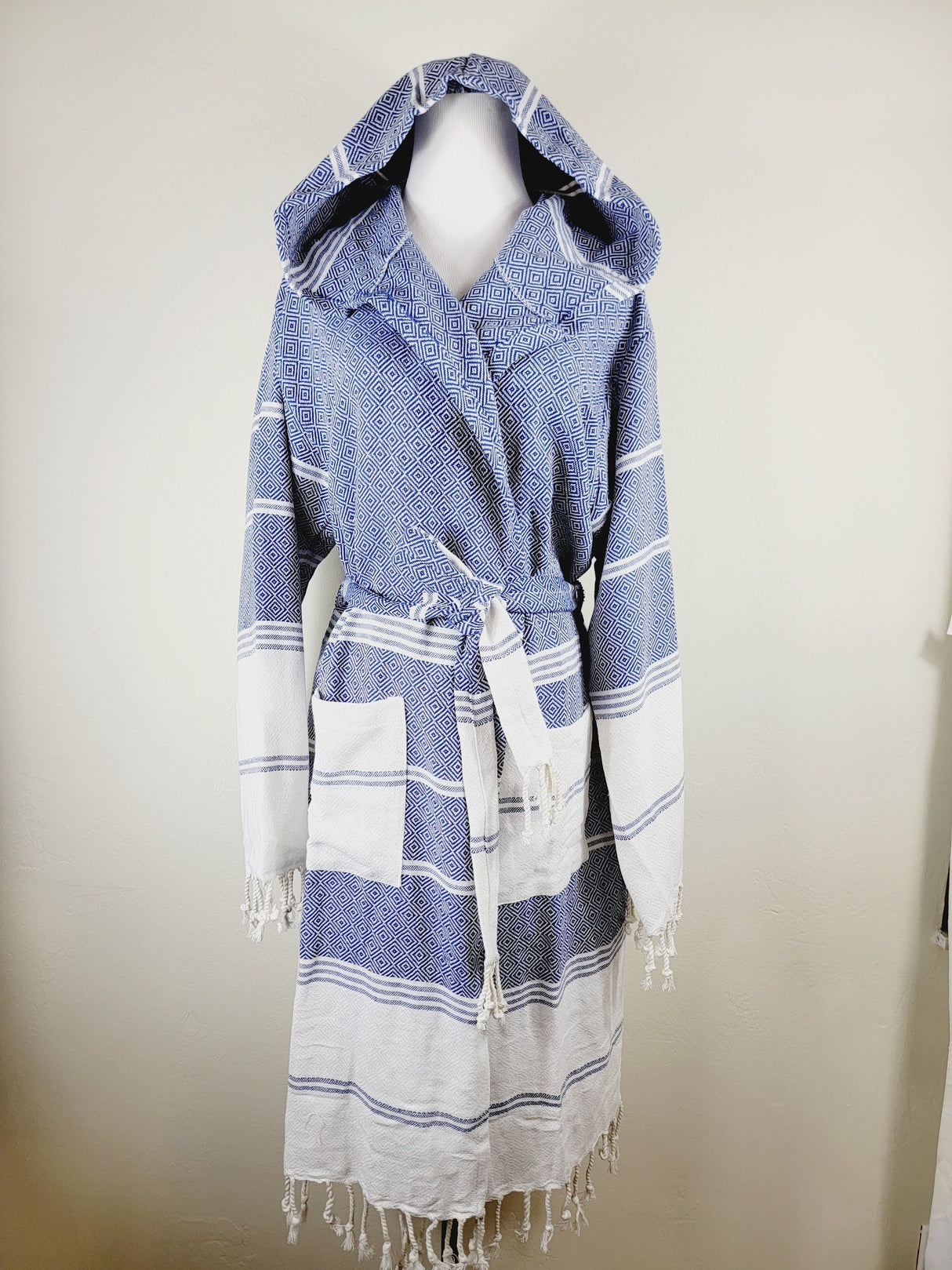 Unisex Robe, Beach or spa Robe with pockets - Blue from EBRU Home