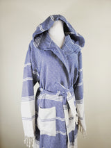 Unisex Robe, Beach or spa Robe with pockets - Blue from EBRU Home