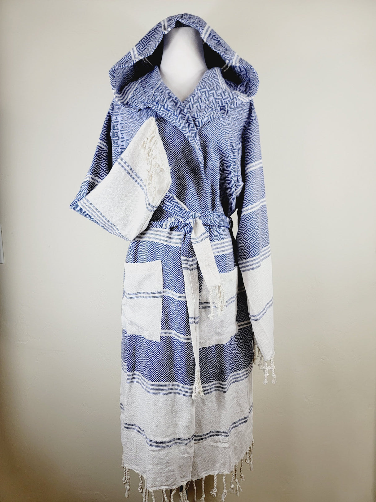 Unisex Robe, Beach or spa Robe with pockets - Blue from EBRU Home