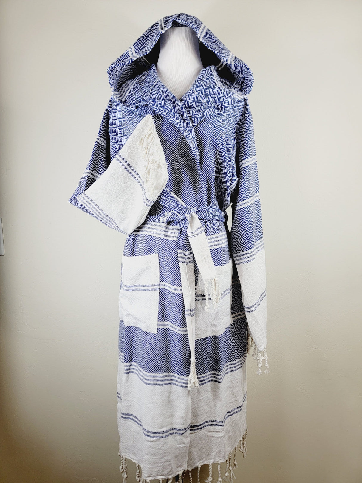 Unisex Robe, Beach or spa Robe with pockets - Blue from EBRU Home