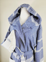 Unisex Robe, Beach or spa Robe with pockets - Blue from EBRU Home
