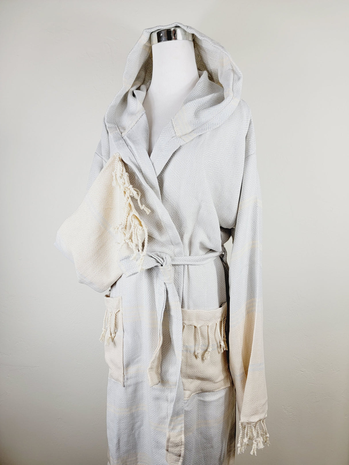 Unisex Robe, Beach or spa Robe with pockets - Light Gray from EBRU Home