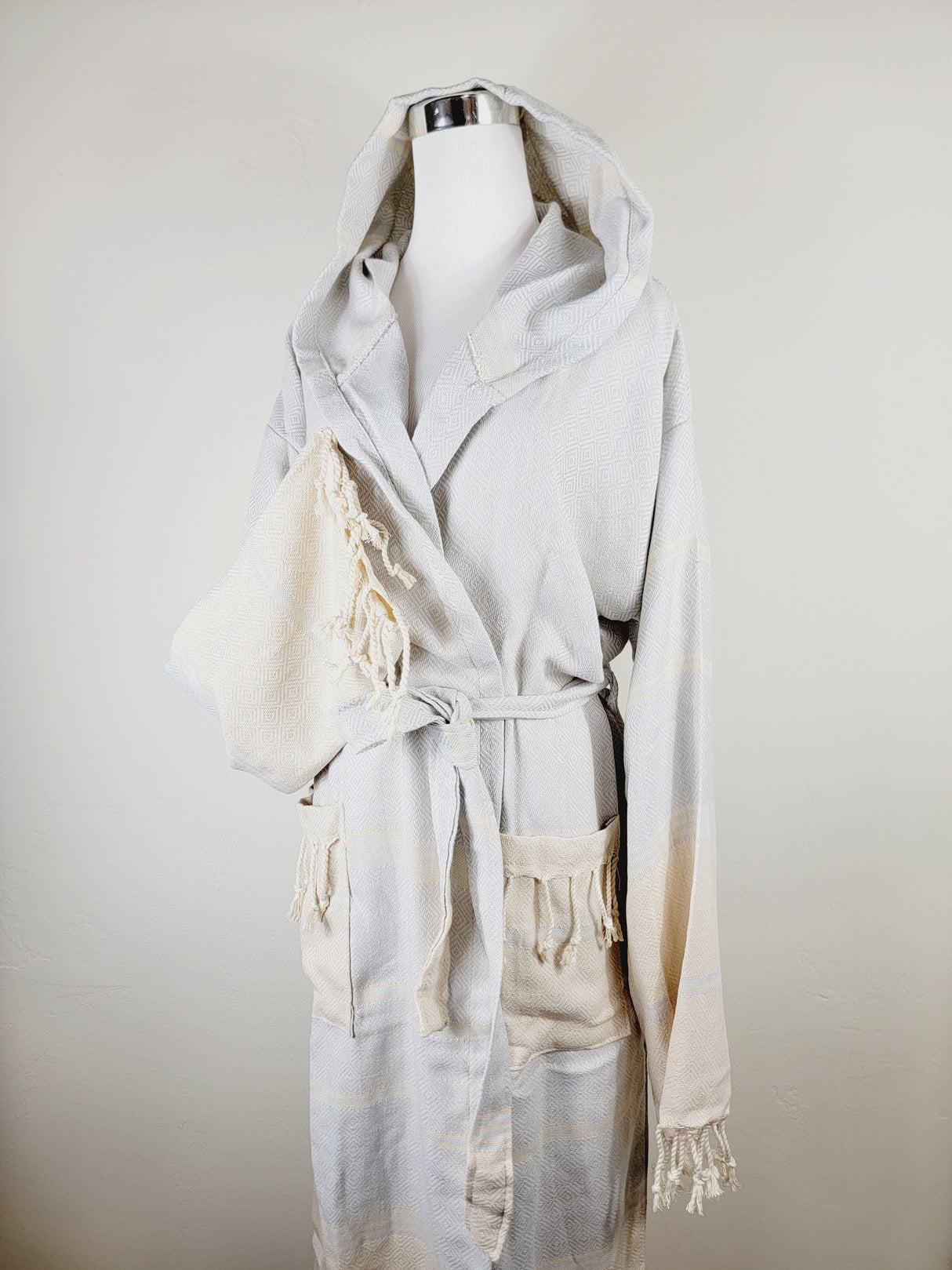 Unisex Robe, Beach or spa Robe with pockets - Light Gray from EBRU Home