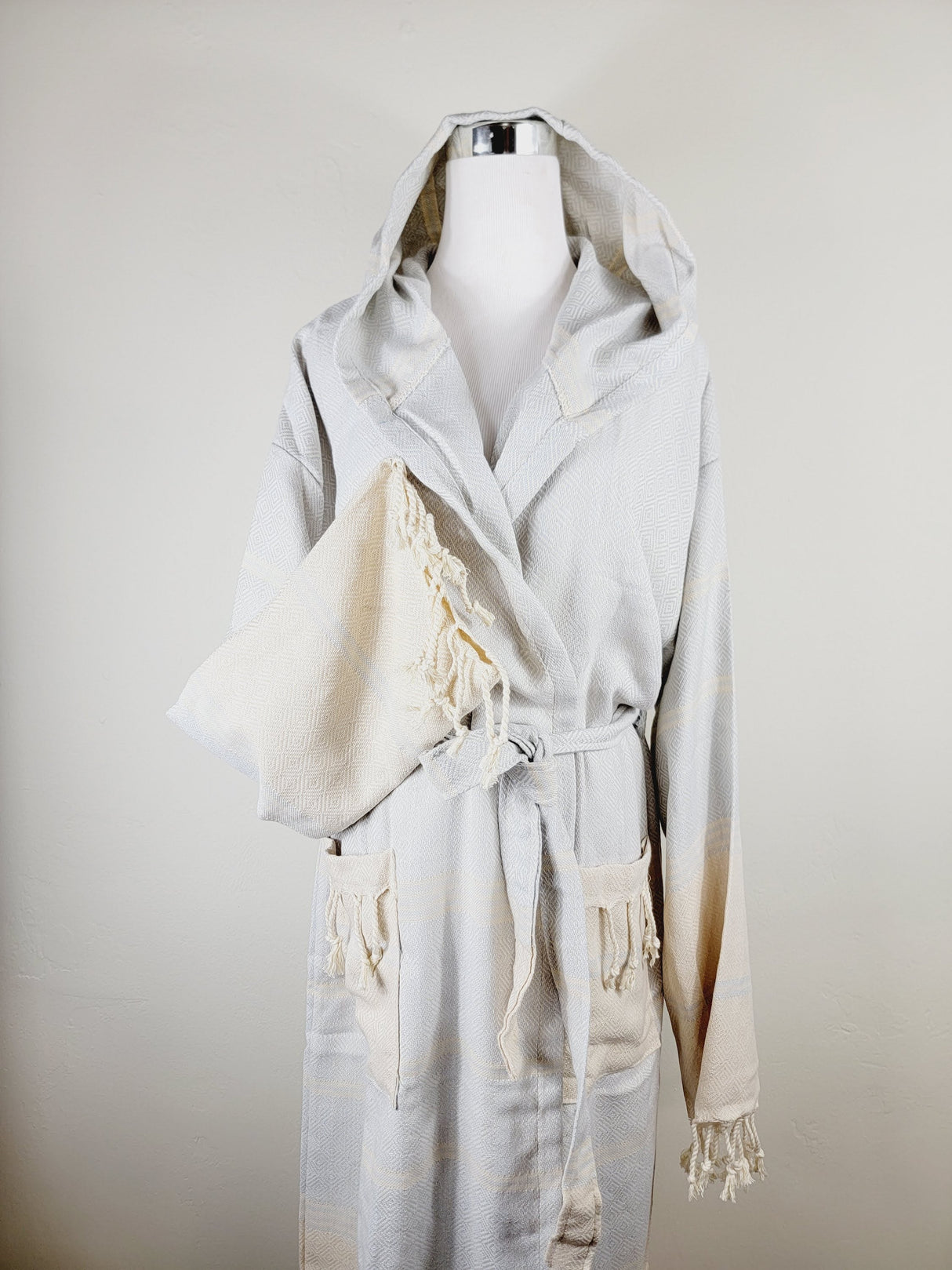 Unisex Robe, Beach or spa Robe with pockets - Light Gray from EBRU Home