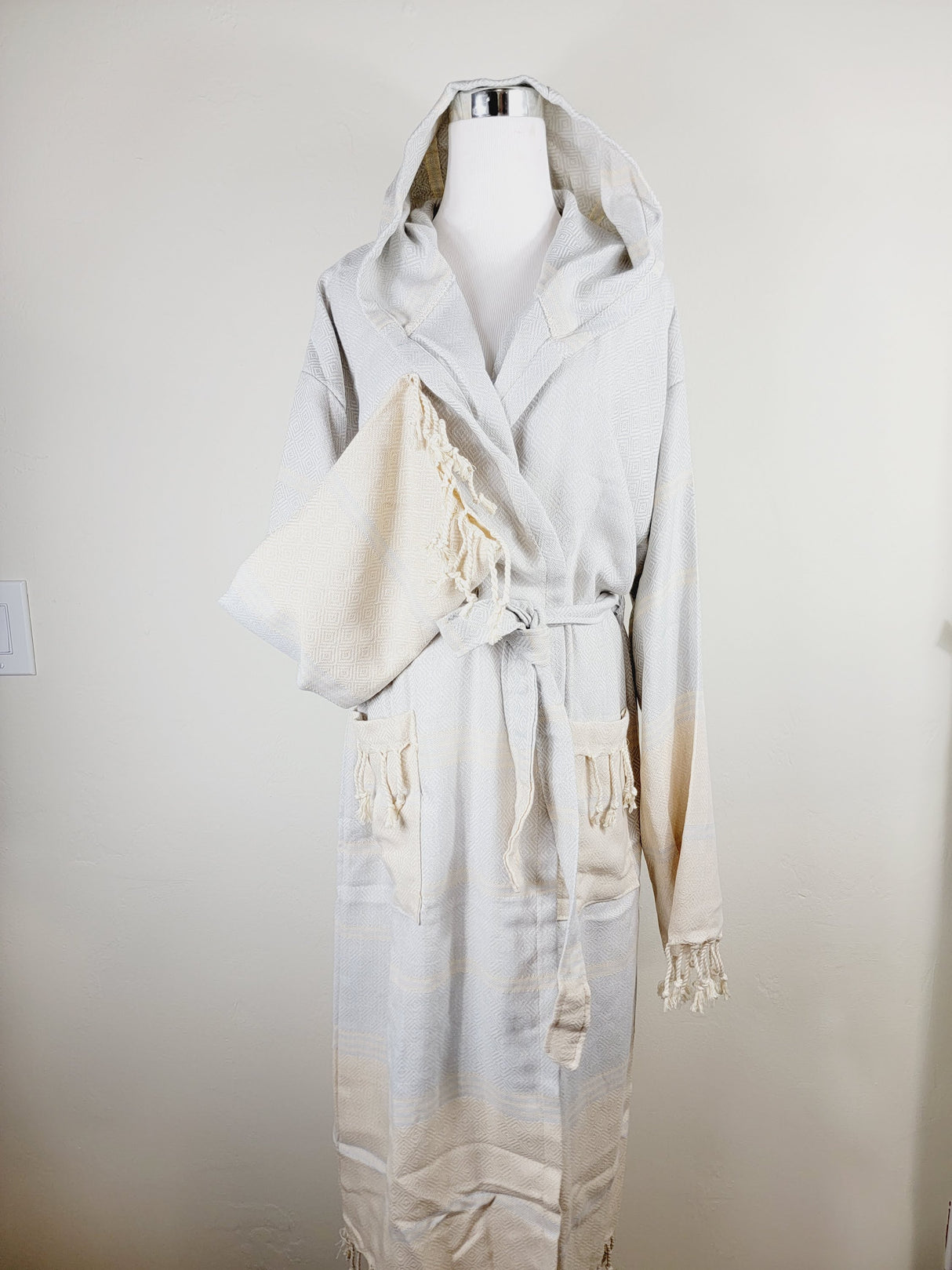 Unisex Robe, Beach or spa Robe with pockets - Light Gray from EBRU Home