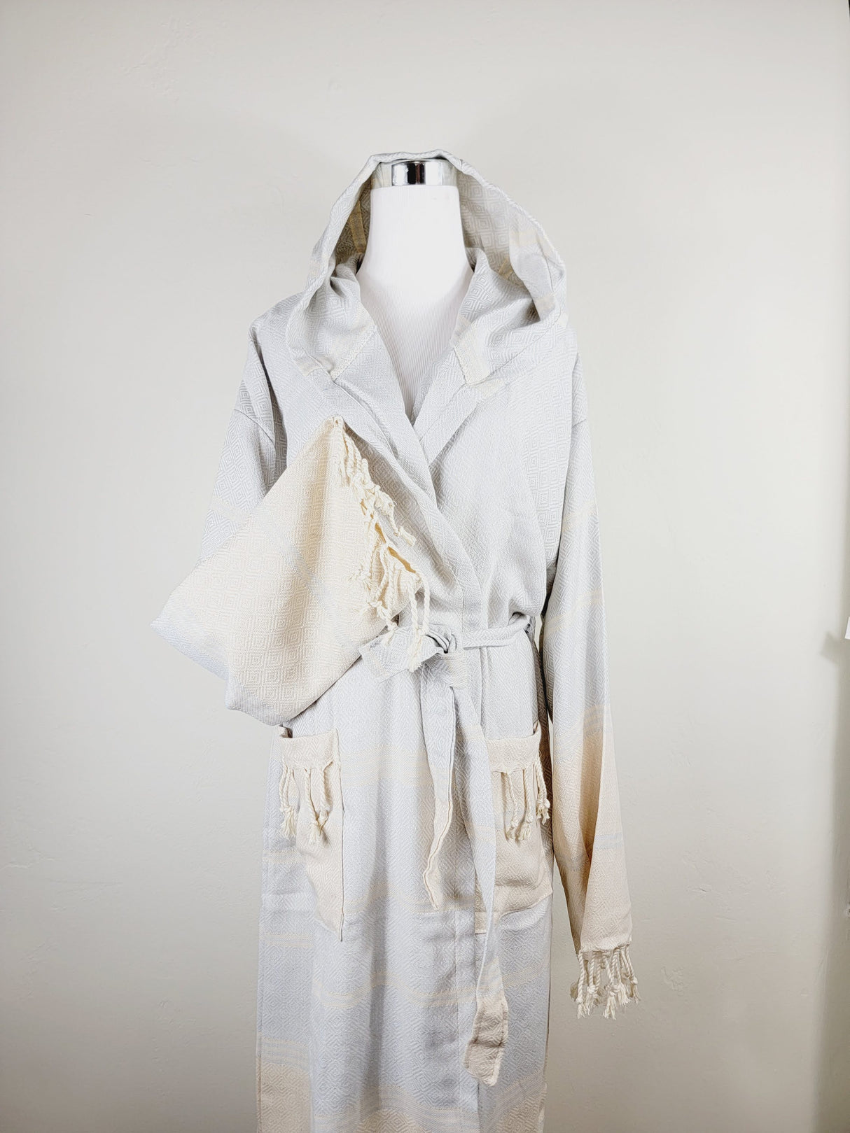 Unisex Robe, Beach or spa Robe with pockets - Light Gray from EBRU Home