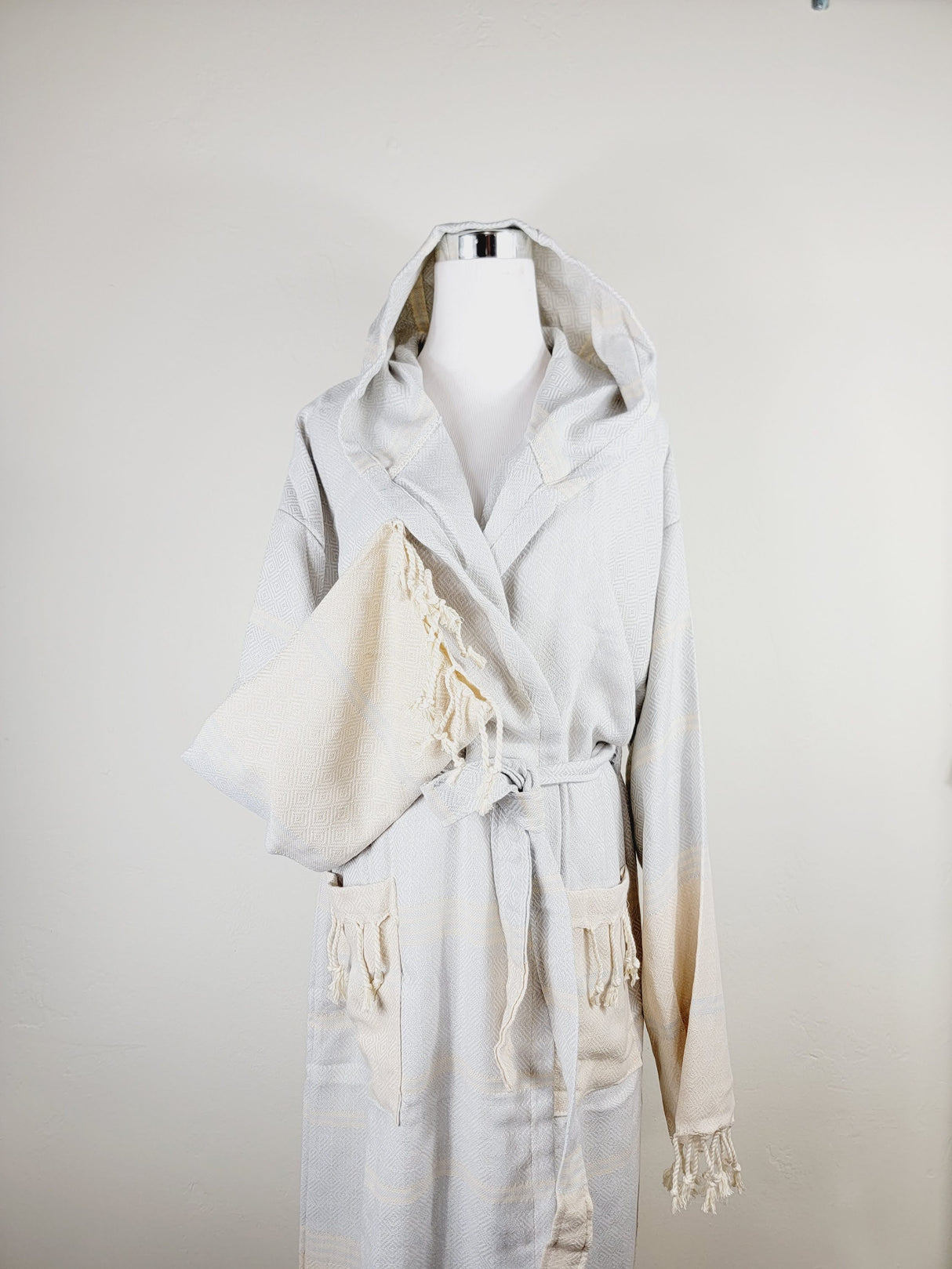 Unisex Robe, Beach or spa Robe with pockets - Light Gray from EBRU Home