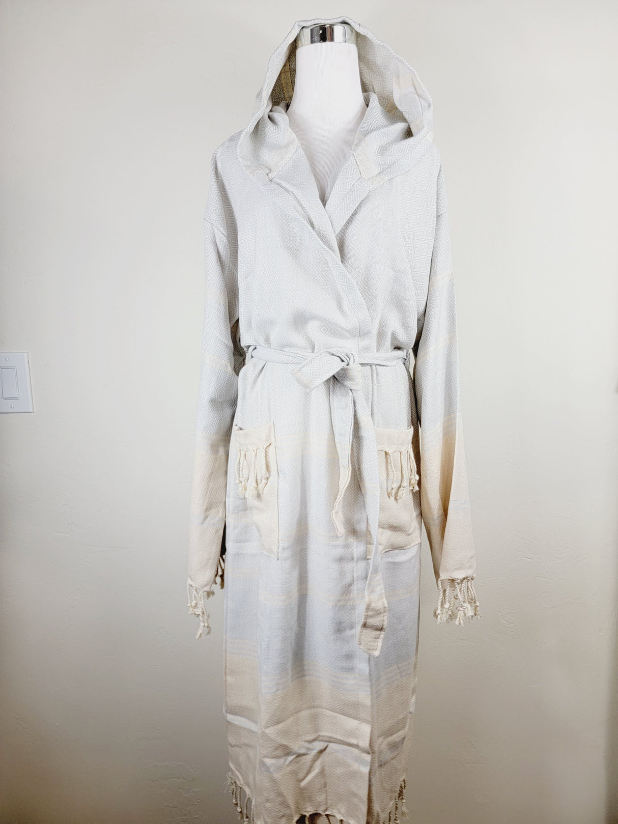 Unisex Robe, Beach or spa Robe with pockets - Light Gray from EBRU Home