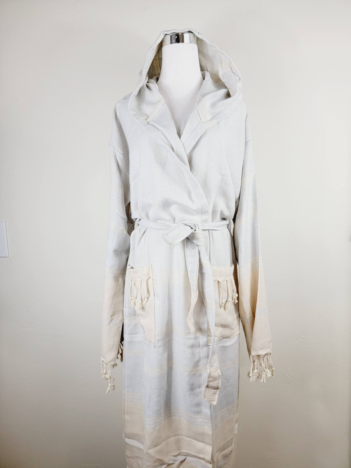 Unisex Robe, Beach or spa Robe with pockets - Light Gray from EBRU Home
